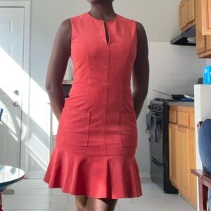 BCBGMaxAzria Orange Mini Dress with Ruffle Hem